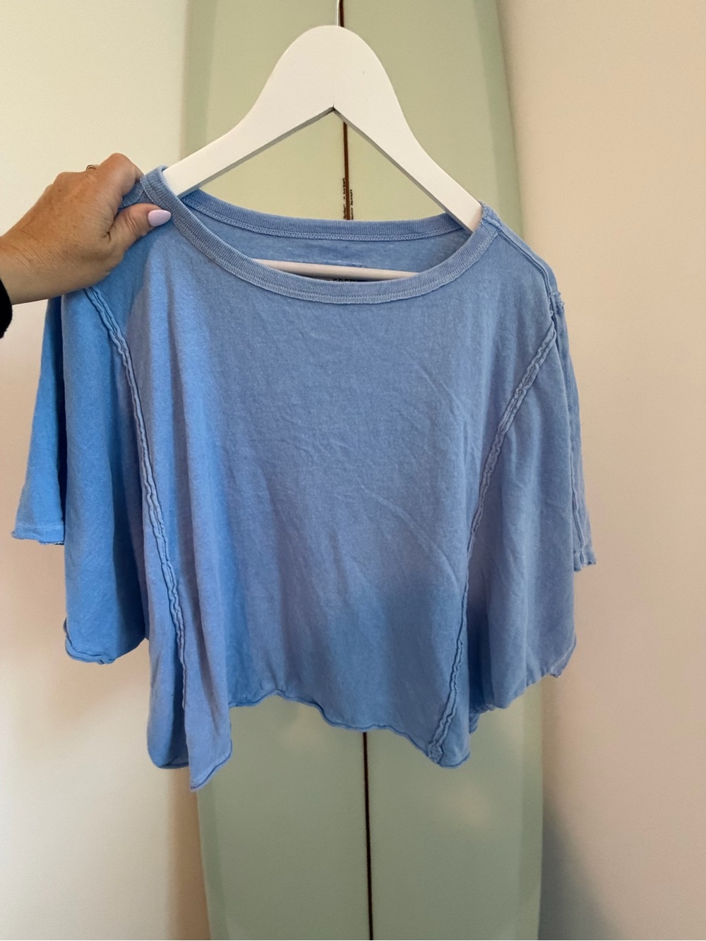FREE PEOPLE Light Blue Women's Casual Crop Tee
